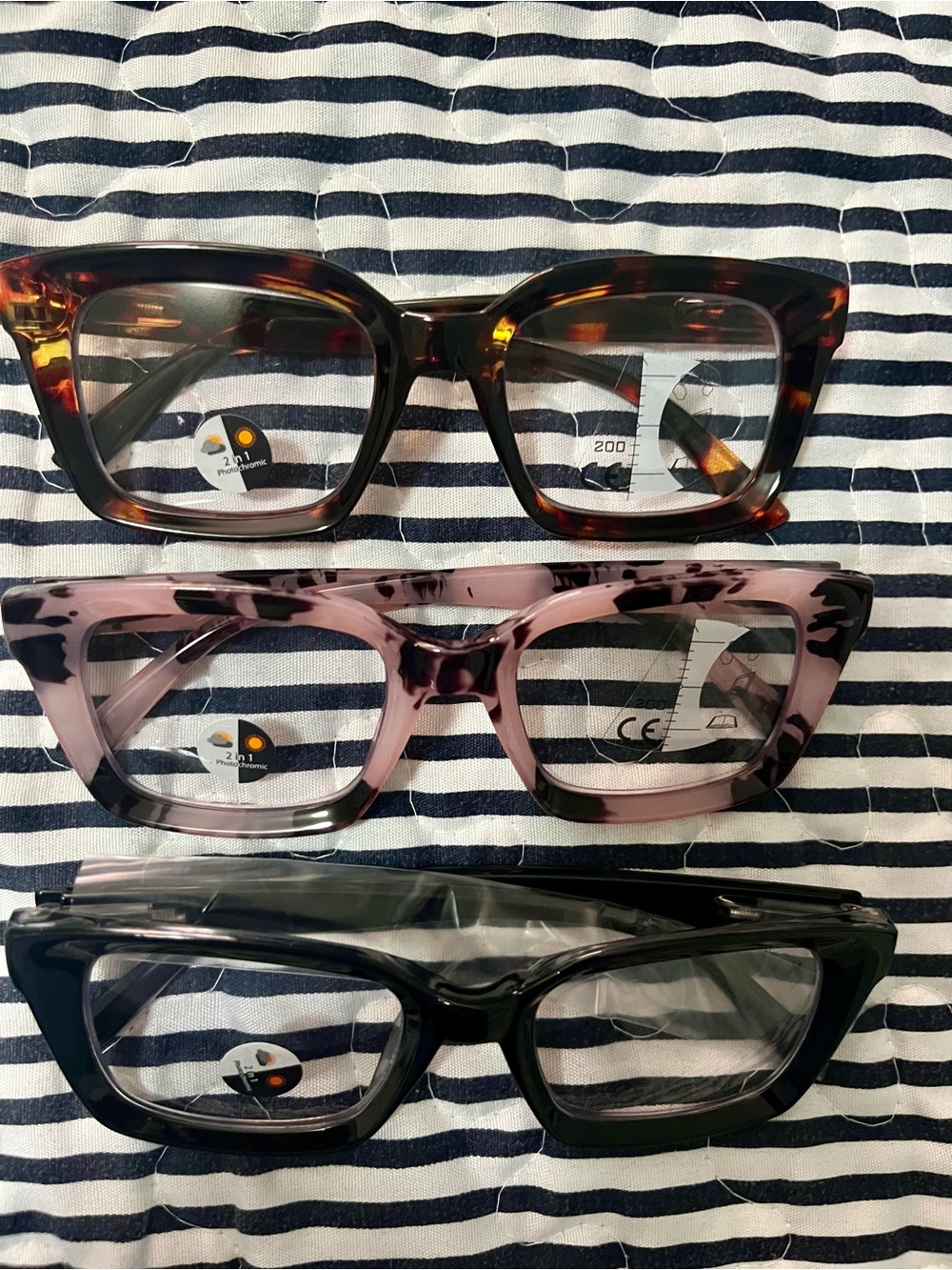 NWT Three-Pairs-Reading Glasses Set - Black, Tortoiseshell, Pink